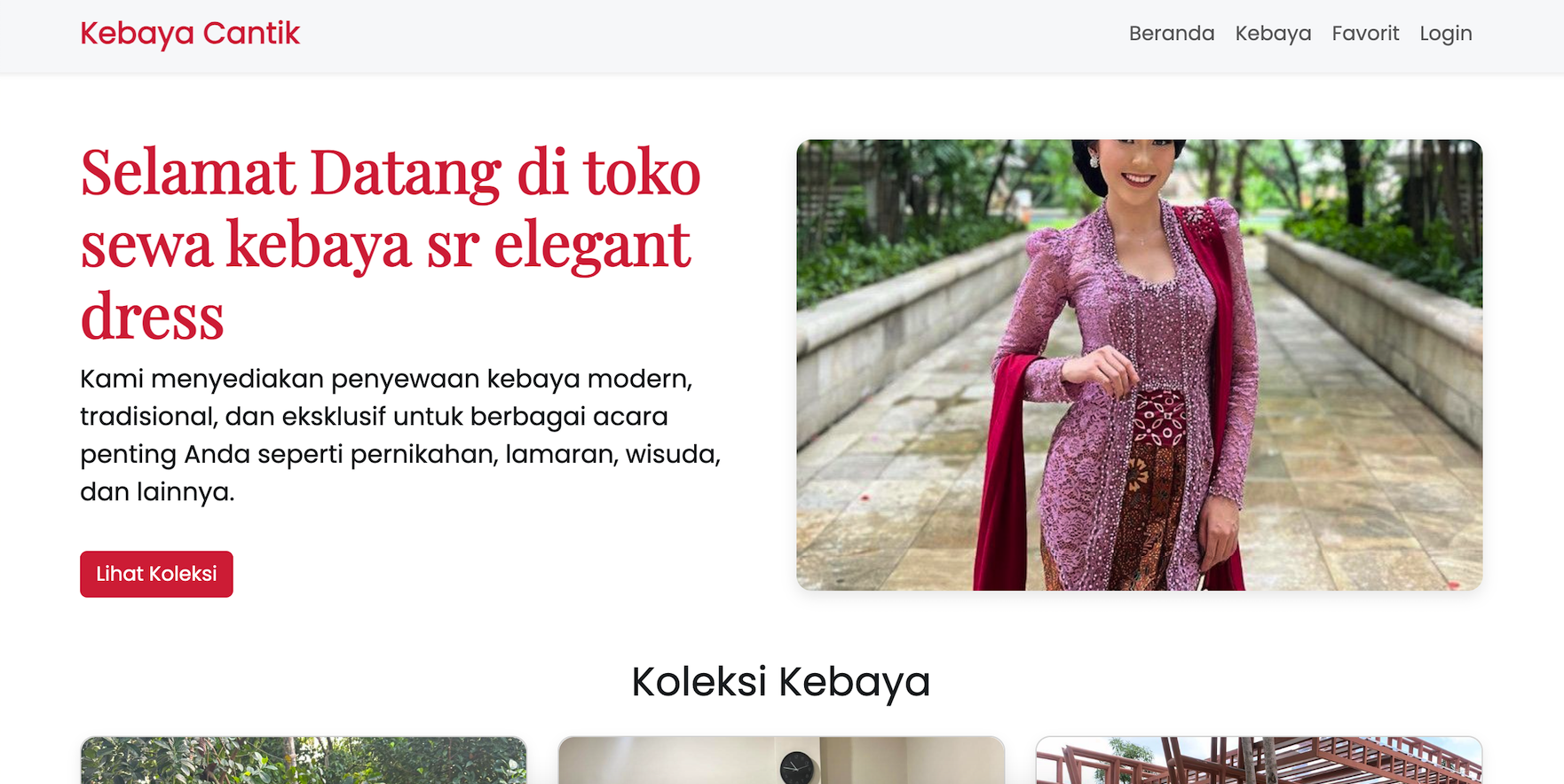 Website Sewa Kebaya Modern & Tradisional